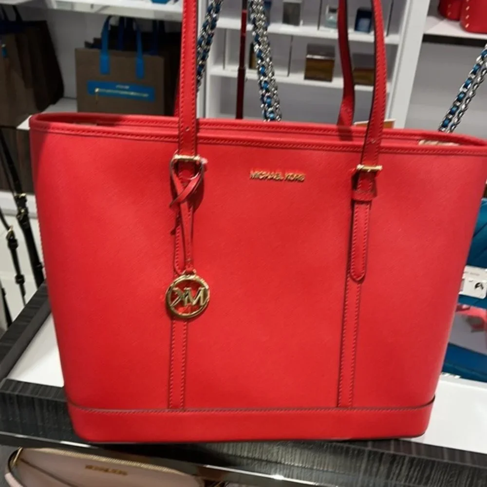 Michael Kors Jet Set Travel Large Top Zip Tote Leather - Picture 2 of 16